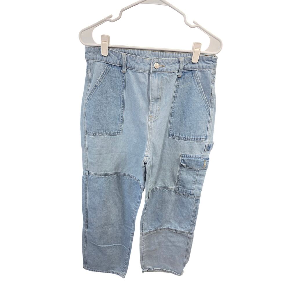 Patchwork Colorblock Cargo Jeans - SHEIN - L (8/10)